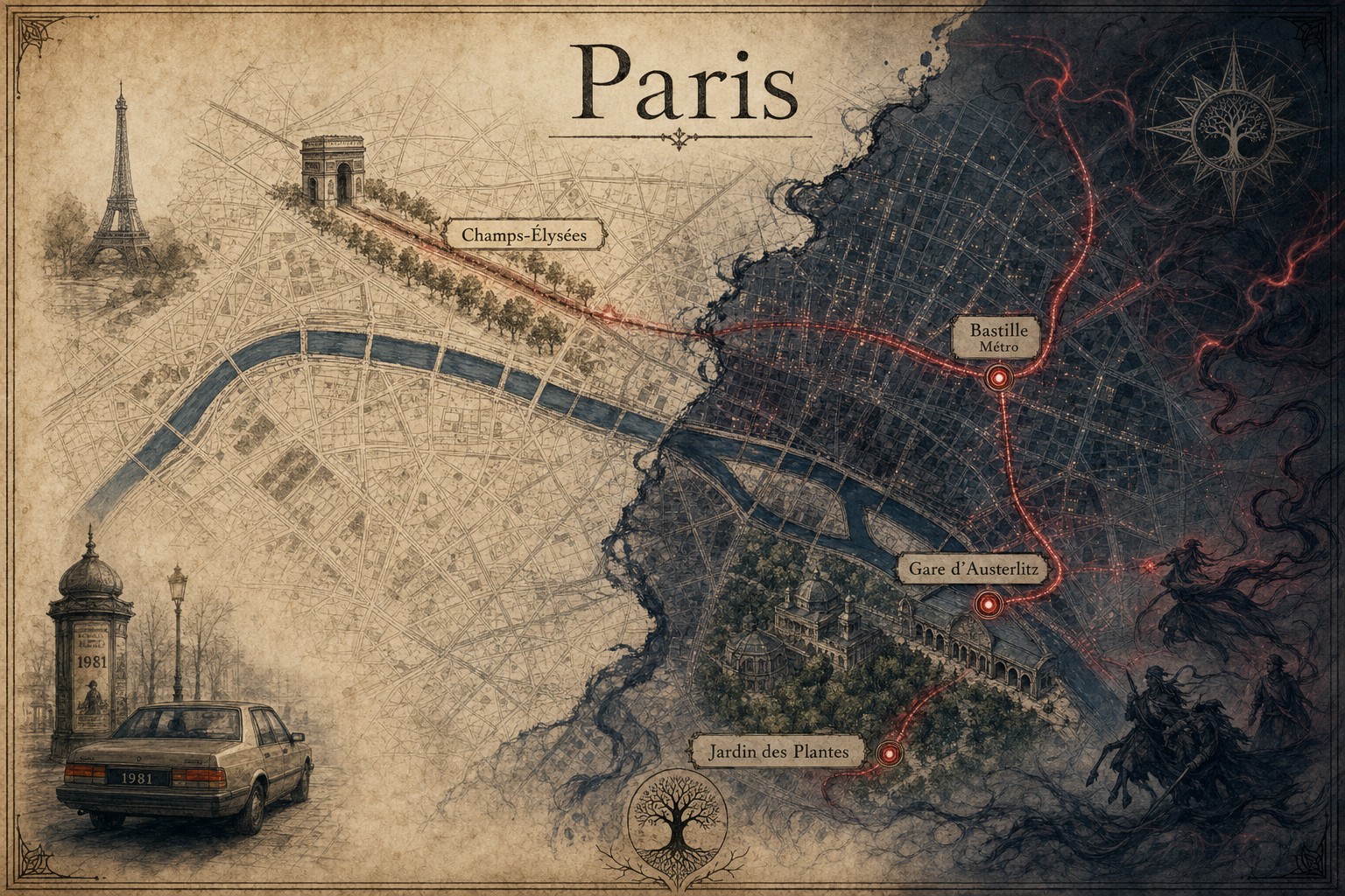 Carte de Paris dans l'univers Yggdrasil